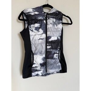 Zella Girl XL 14/16 Hooded Puffer Vest Gray Black Marble Print